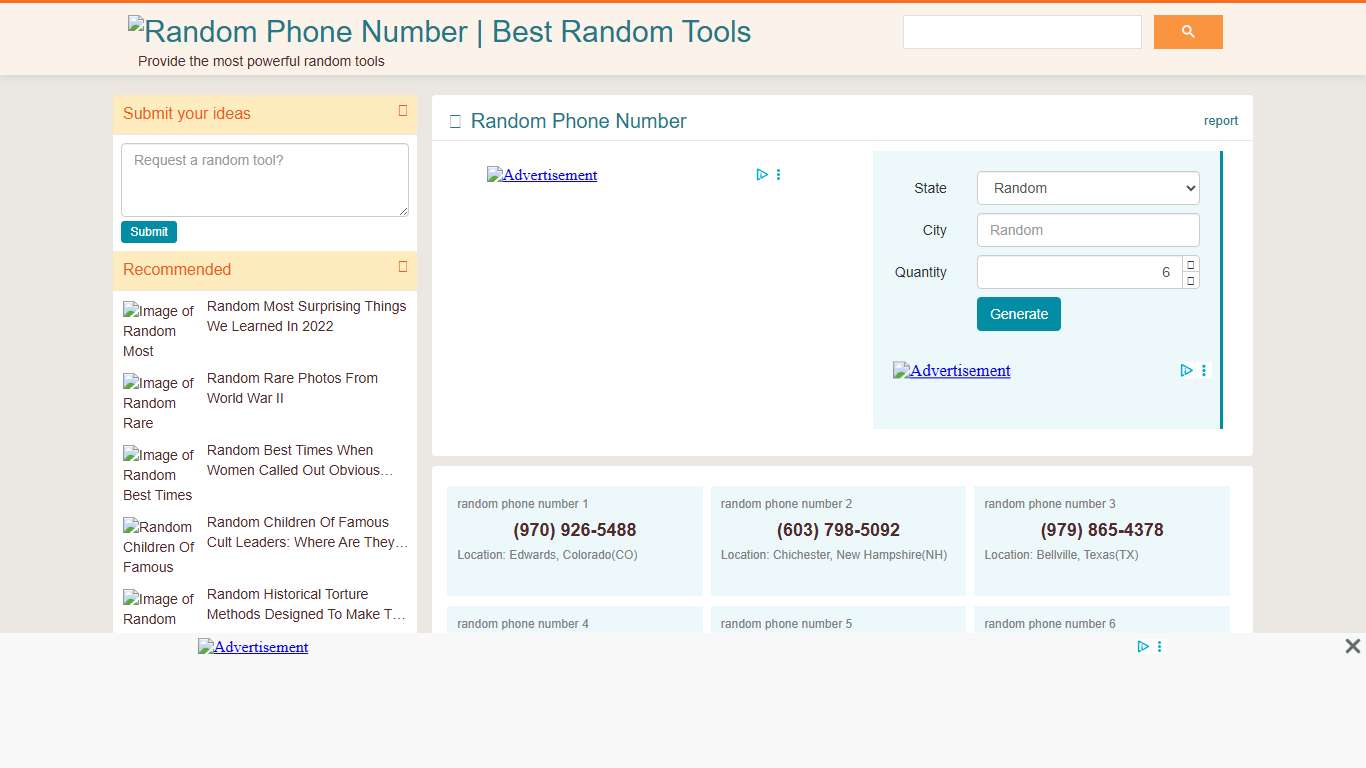 Random US Phone Number | Best Random Tools